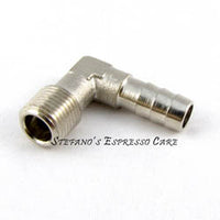Nickel on Brass Fitting 1/8M to 6mm Barb Elbow