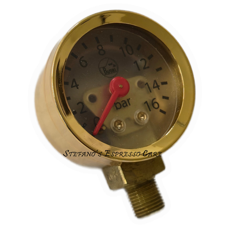 Pressure Gauge for Brewing la Pavoni Esperto Edotto Brass